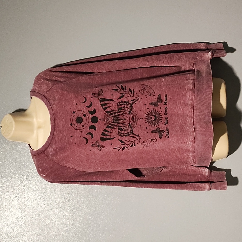 Miken women's burgundy & black with white blends light weight sweatshirt size lg